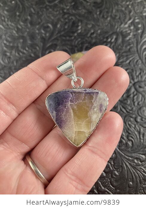 Yellow and Purple Fluorite Crystal Stone Jewelry Pendant and Tower Gift Set for - #1E3Gc1eULsw-11