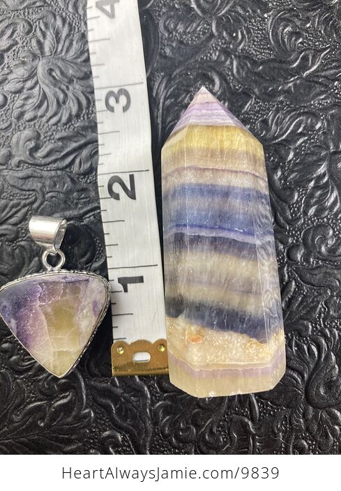 Yellow and Purple Fluorite Crystal Stone Jewelry Pendant and Tower Gift Set for - #1E3Gc1eULsw-7