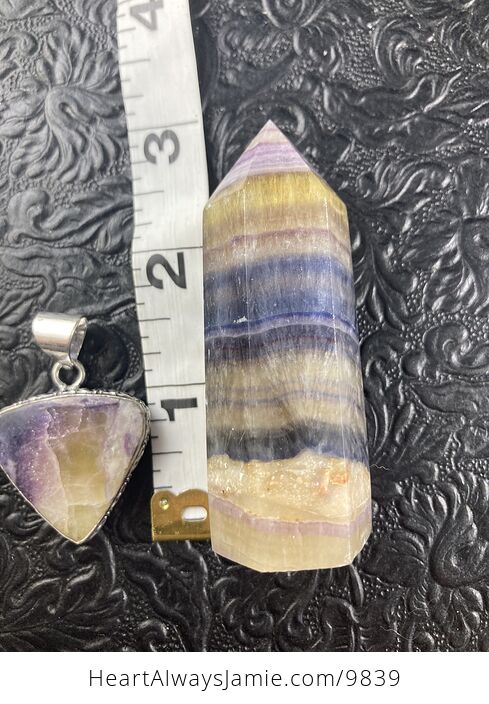 Yellow and Purple Fluorite Crystal Stone Jewelry Pendant and Tower Gift Set for - #1E3Gc1eULsw-6