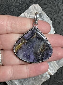 Yellow and Purple Opalized Fluorite Pendant Stone Crystal Jewelry #f5hGws1oCm8