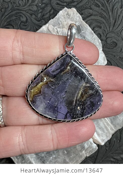 Yellow and Purple Opalized Fluorite Pendant Stone Crystal Jewelry - #f5hGws1oCm8-1