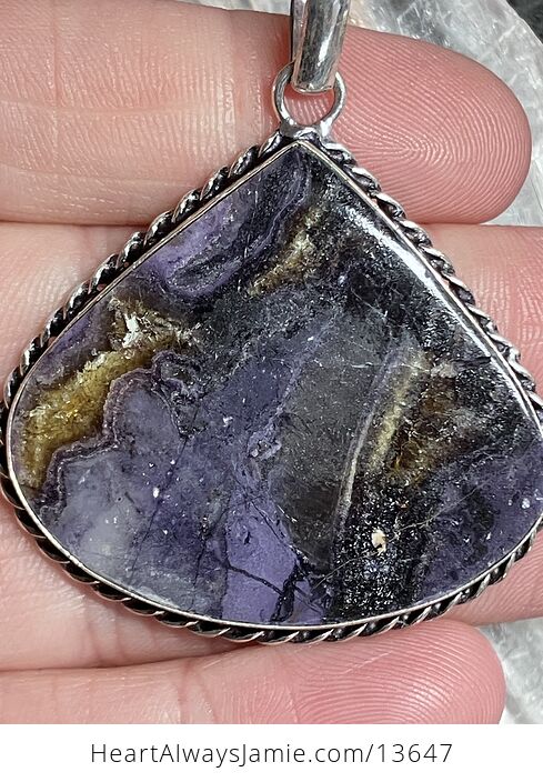 Yellow and Purple Opalized Fluorite Pendant Stone Crystal Jewelry - #f5hGws1oCm8-2