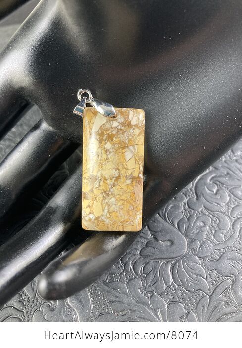Yellow Beige and Orange Natural Brecciated Mookaite Stone Jewelry Pendant - #YKxsgyBmMYI-2