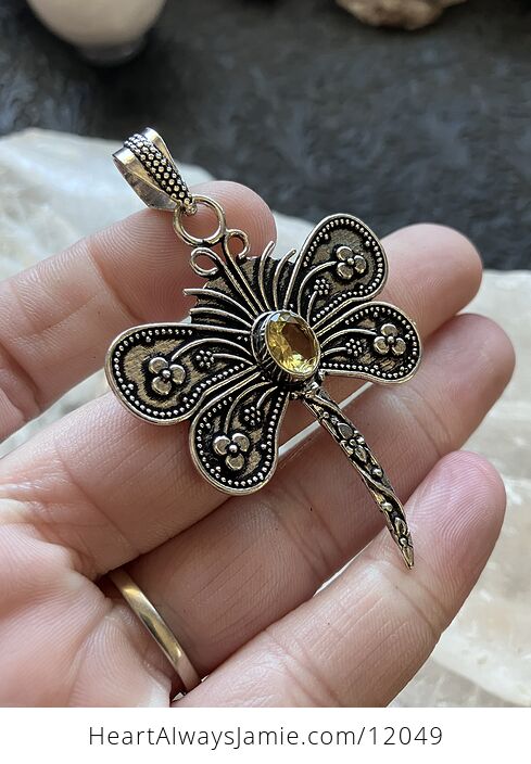 Yellow Citrine Dragonfly Stone Jewelry Crystal Pendant - #abcKEsoNyiU-3