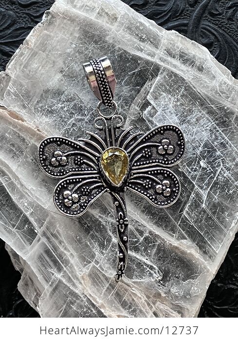 Yellow Citrine Dragonfly Stone Jewelry Crystal Pendant - #eQ6nK5POTHA-4