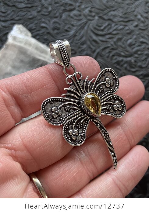 Yellow Citrine Dragonfly Stone Jewelry Crystal Pendant - #eQ6nK5POTHA-2