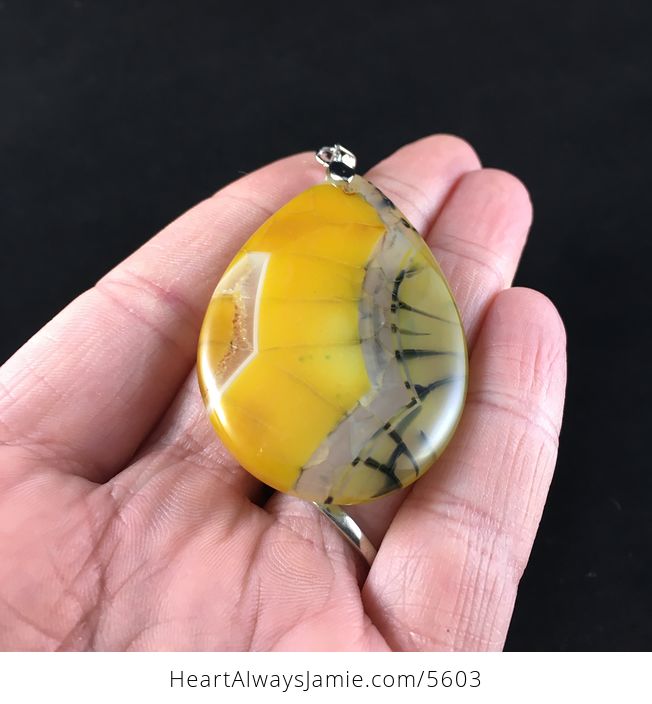 Yellow Dragon Veins Stone Jewelry Pendant - #2k6obBTd92c-2