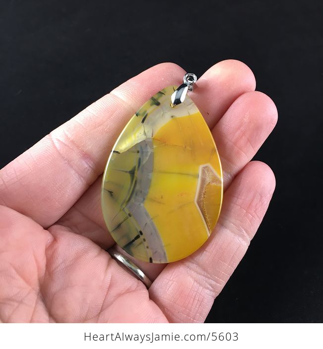 Yellow Dragon Veins Stone Jewelry Pendant - #2k6obBTd92c-6