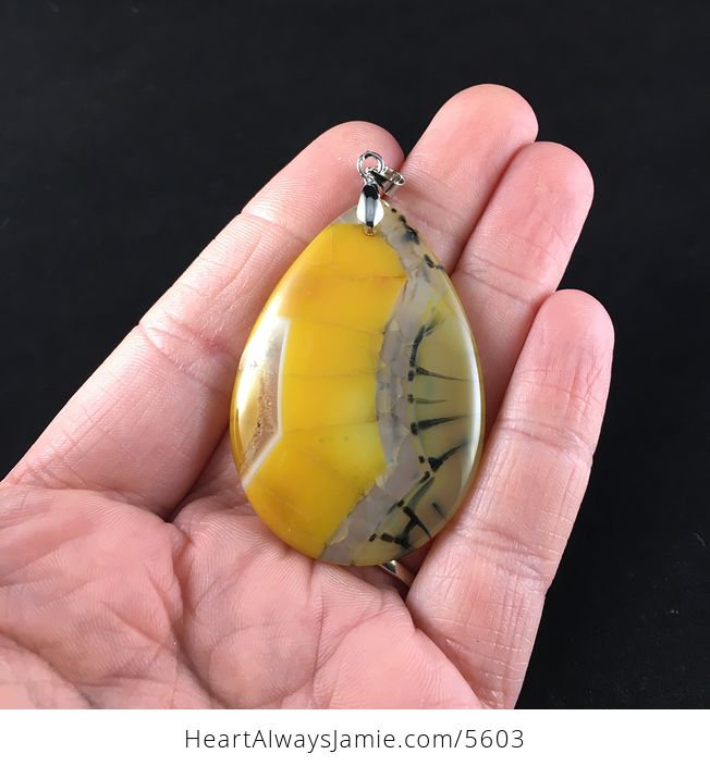 Yellow Dragon Veins Stone Jewelry Pendant - #2k6obBTd92c-1