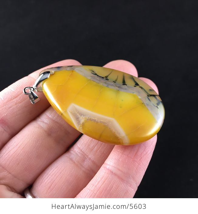 Yellow Dragon Veins Stone Jewelry Pendant - #2k6obBTd92c-4