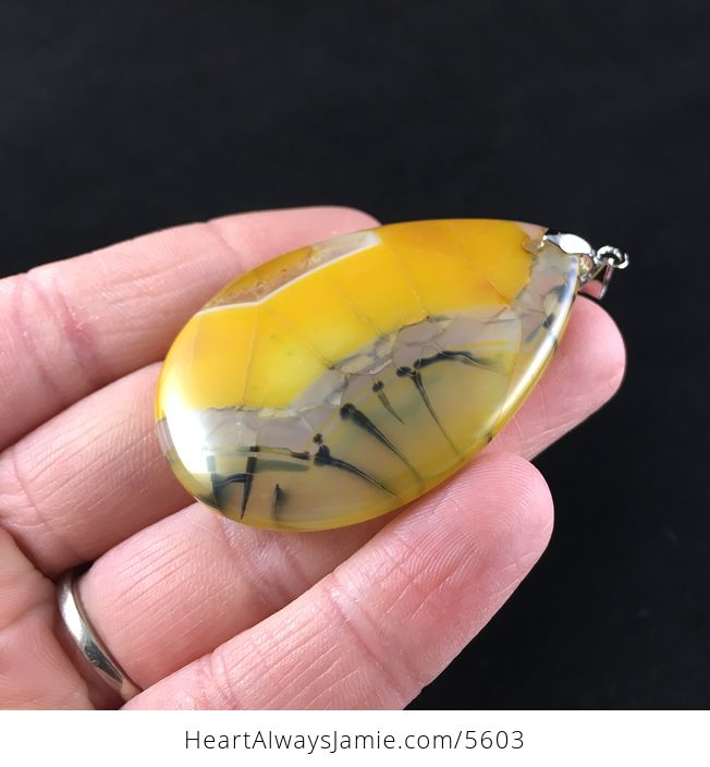 Yellow Dragon Veins Stone Jewelry Pendant - #2k6obBTd92c-3