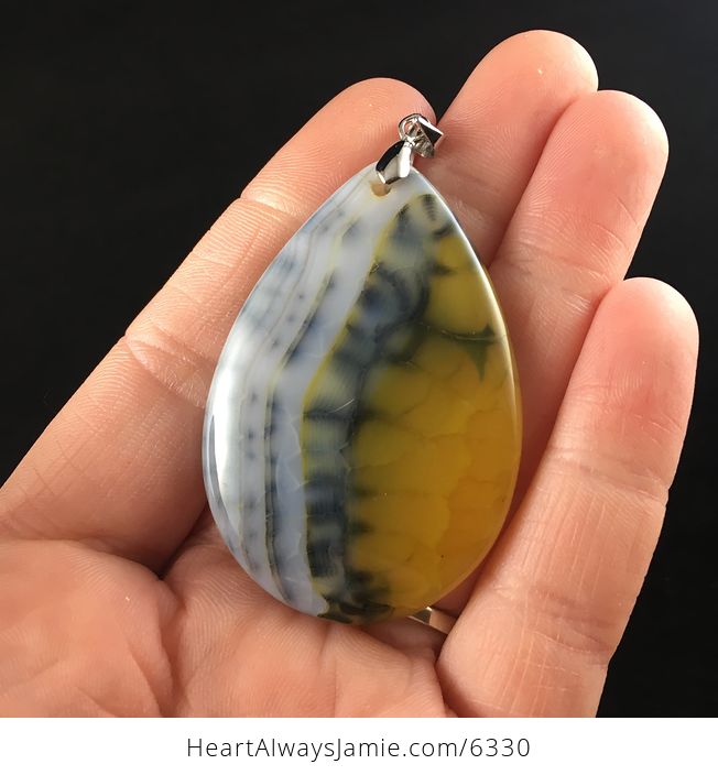 Yellow Dragon Veins Stone Jewelry Pendant - #QWNHxswQs9Q-1