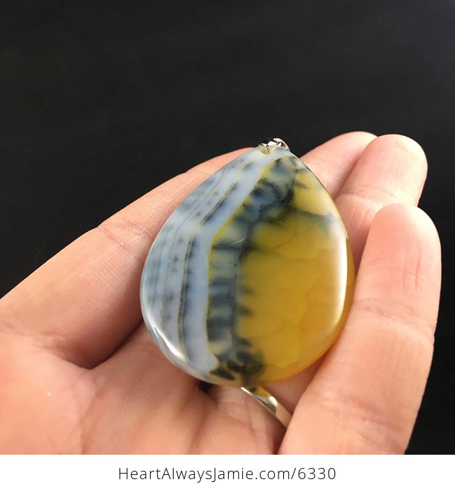 Yellow Dragon Veins Stone Jewelry Pendant - #QWNHxswQs9Q-2