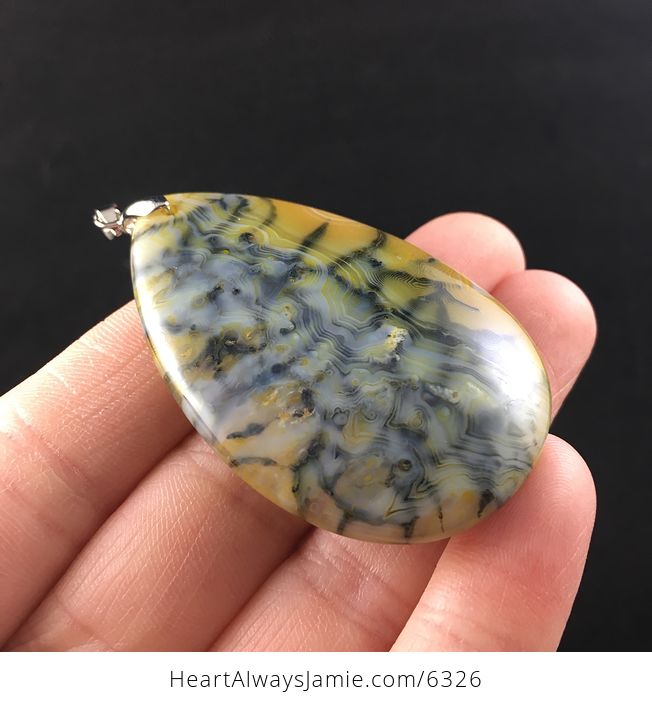Yellow Dragon Veins Stone Jewelry Pendant - #tZ8lQZmhNRY-4