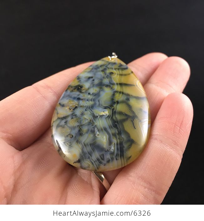 Yellow Dragon Veins Stone Jewelry Pendant - #tZ8lQZmhNRY-2