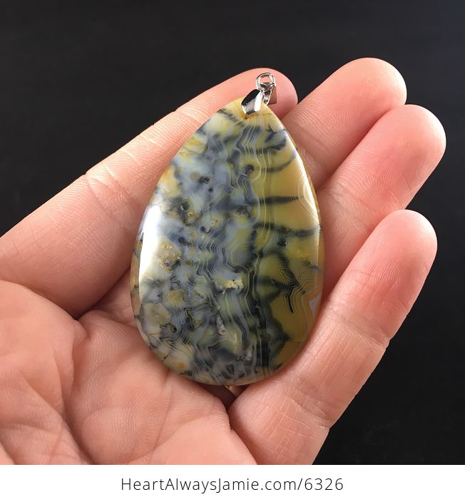 Yellow Dragon Veins Stone Jewelry Pendant - #tZ8lQZmhNRY-1