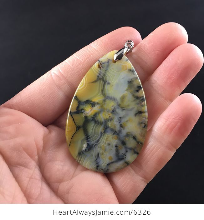 Yellow Dragon Veins Stone Jewelry Pendant - #tZ8lQZmhNRY-6