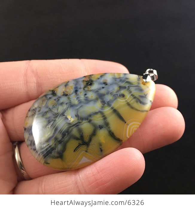 Yellow Dragon Veins Stone Jewelry Pendant - #tZ8lQZmhNRY-3