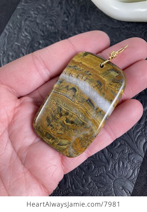 Yellow Druzy Tiger Eye Stone Jewelry Pendant - #MpyOUCX3RSk-8