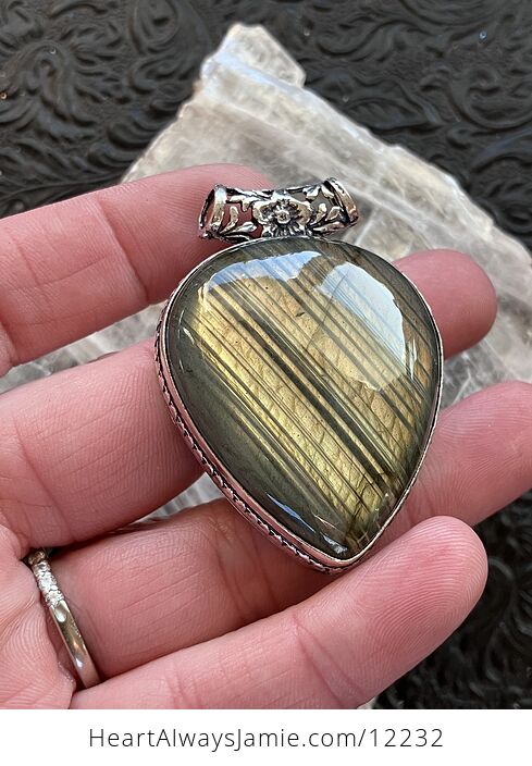 Yellow Flash Labradorite Crystal Stone Jewelry Pendant - #qZuf4uYlVEI-4