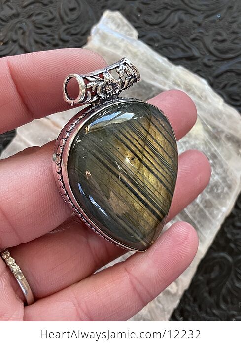 Yellow Flash Labradorite Crystal Stone Jewelry Pendant - #qZuf4uYlVEI-3