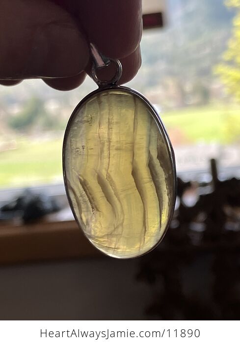 Yellow Fluorite Crystal Stone Jewelry Pendant - #ljais0lDxX4-5