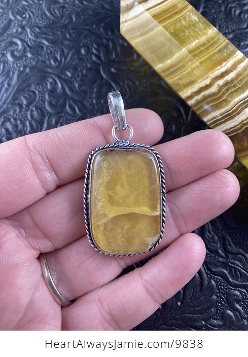 Yellow Fluorite Crystal Stone Jewelry Pendant and Tower Gift Set - #sp4na2XaQYI-5