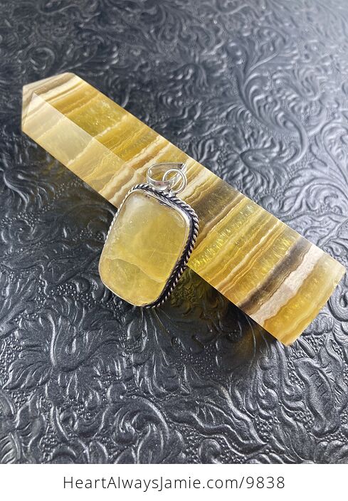 Yellow Fluorite Crystal Stone Jewelry Pendant and Tower Gift Set - #sp4na2XaQYI-4
