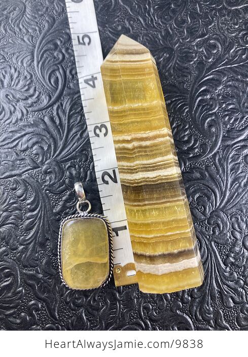 Yellow Fluorite Crystal Stone Jewelry Pendant and Tower Gift Set - #sp4na2XaQYI-2