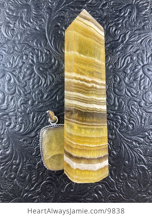 Yellow Fluorite Crystal Stone Jewelry Pendant and Tower Gift Set - #sp4na2XaQYI-13