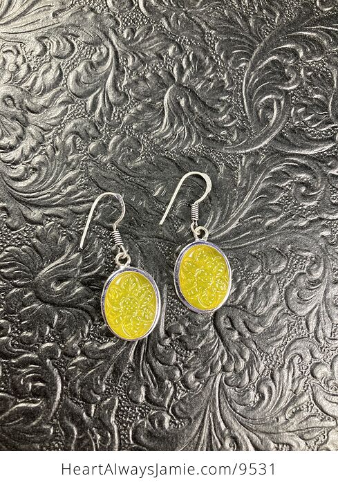 Yellow Glass Flower Earrings - #4ZGEzTMiW2w-3