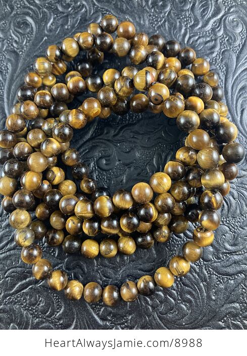 Yellow Golden Tigers Eye 6mm Natural Gemstone Jewelry Bracelet - #f2ToMjy4SfY-3