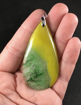Yellow Green Druzy Agate Stone Pendant #6OFUidoHHZU